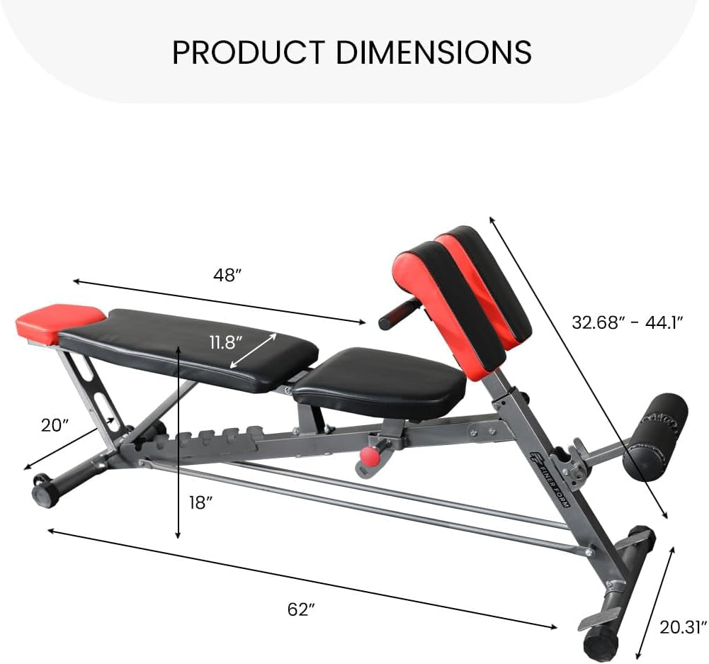 Multi-Functional FID Weight Bench for Comprehensive Body Workout – Hyper Back Extension, Roman Chair, Adjustable Ab Bench, Incline/Decline/Flat Options