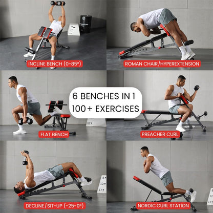 Multi-Functional FID Weight Bench for Comprehensive Body Workout – Hyper Back Extension, Roman Chair, Adjustable Ab Bench, Incline/Decline/Flat Options