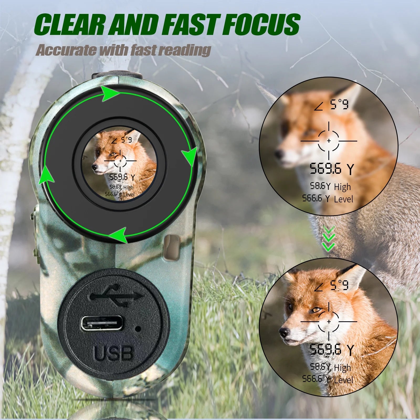 Professional Hunting Laser Rangefinder with Rechargeable Battery - 1000 Yards Maximum Operating Range