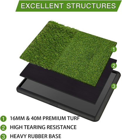 Professional Dual-Turf Golf Hitting Mat with Portable Heavy Rubber Base for Indoor and Outdoor Training