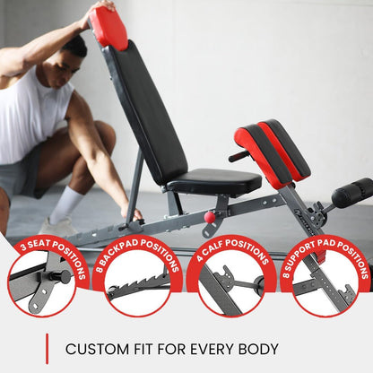 Multi-Functional FID Weight Bench for Comprehensive Body Workout – Hyper Back Extension, Roman Chair, Adjustable Ab Bench, Incline/Decline/Flat Options
