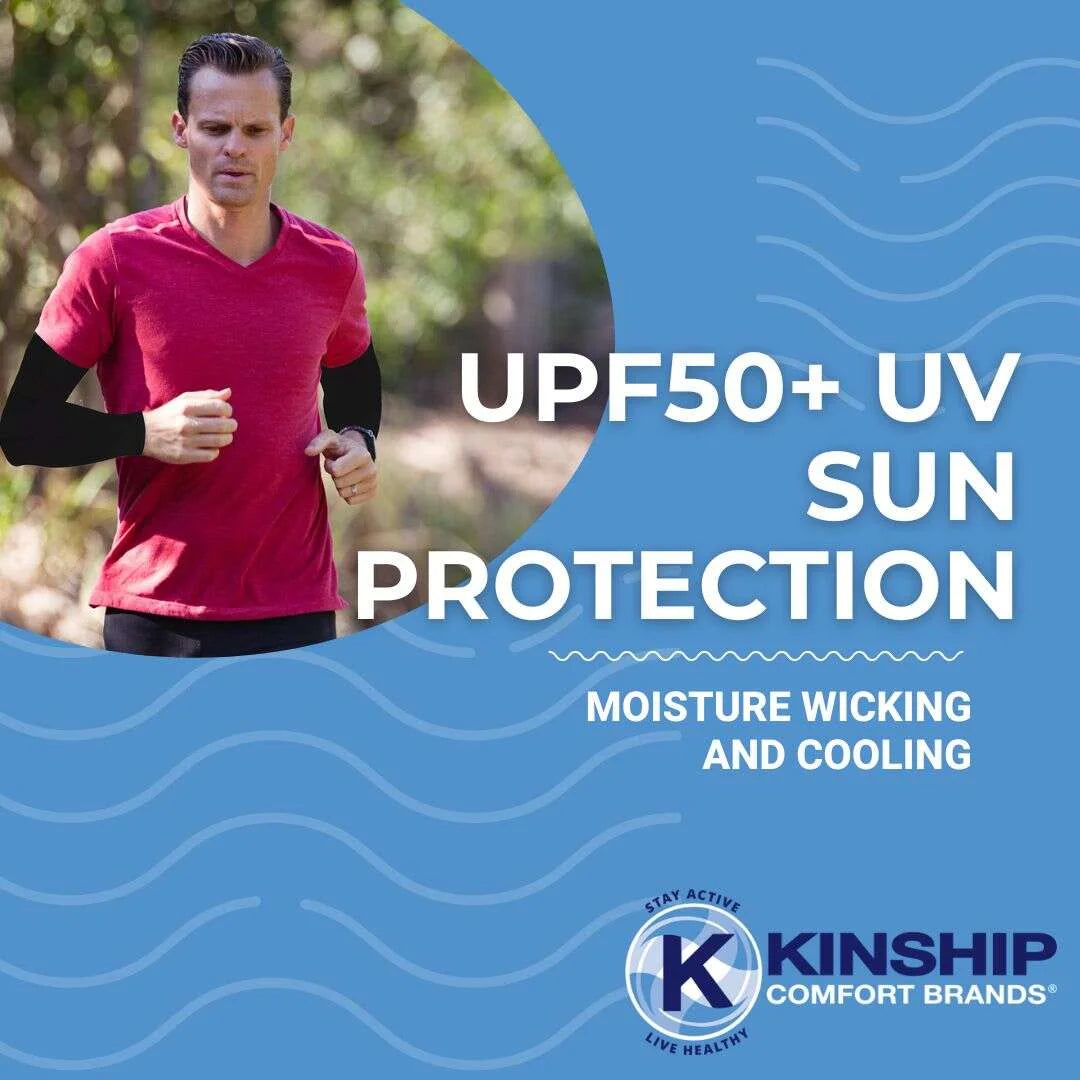 UV Sun Protection Arm Sleeves for Men and Women - UPF 50+ Cooling Athletic Sleeves with Hand Coverage for Outdoor Activities and Tattoo Concealment - One Size, 1 Pair