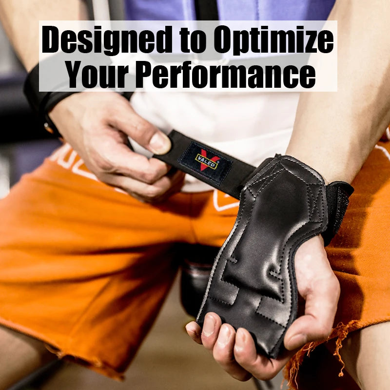 Cowhide Weightlifting Gloves with Wrist Straps for Dumbbell and Barbell Training - Fitness Gym Equipment