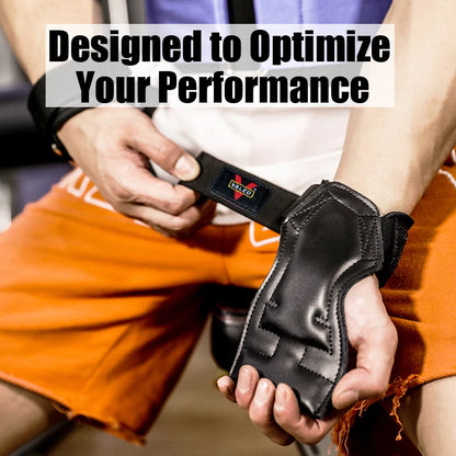 Cowhide Weightlifting Gloves with Wrist Straps for Dumbbell and Barbell Training - Fitness Gym Equipment