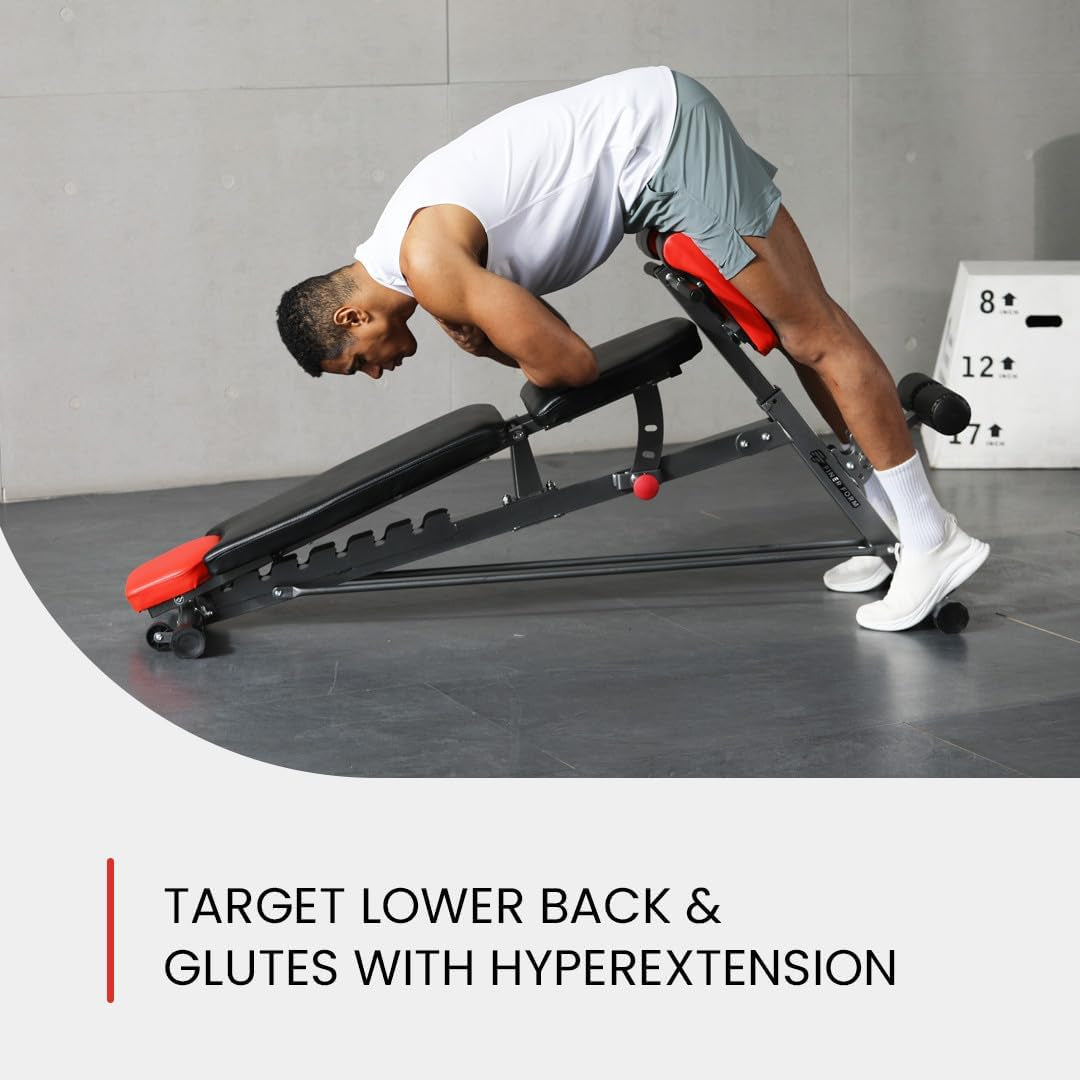 Multi-Functional FID Weight Bench for Comprehensive Body Workout – Hyper Back Extension, Roman Chair, Adjustable Ab Bench, Incline/Decline/Flat Options