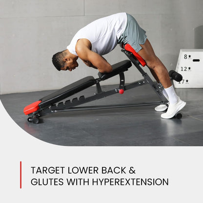 Multi-Functional FID Weight Bench for Comprehensive Body Workout – Hyper Back Extension, Roman Chair, Adjustable Ab Bench, Incline/Decline/Flat Options