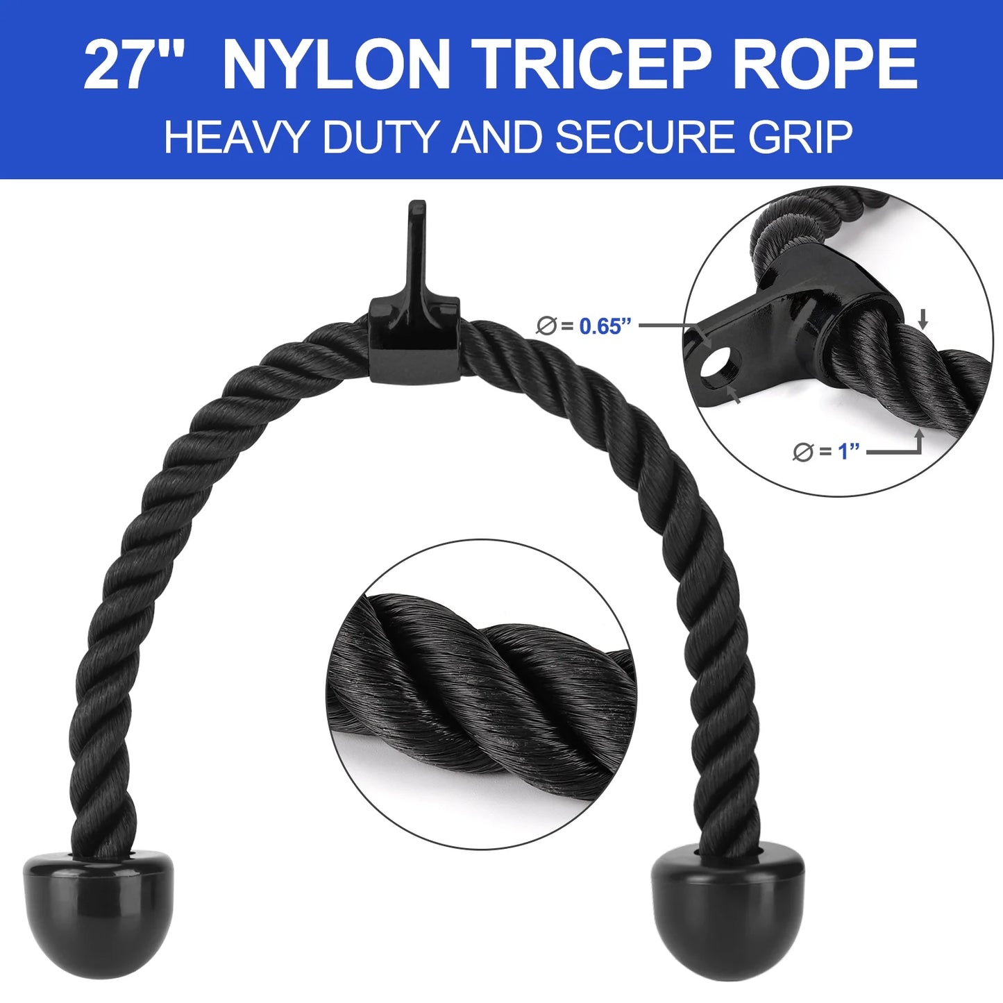 Tricep Press down Cable Exercises Attachment, V Handle with Rotation, Rotating Bar, Tricep Rope, V-Shaped Bar, Weight Machine Accessories Set of 4, Black