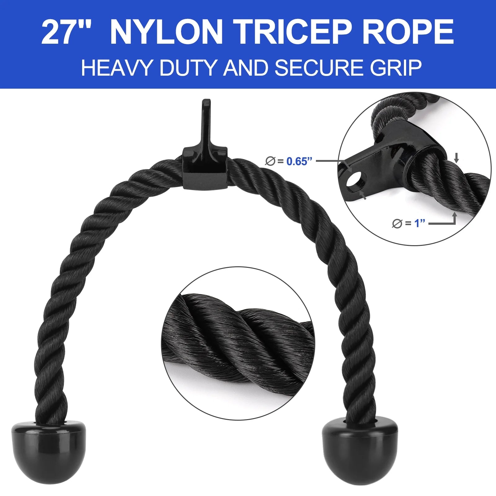 Tricep Press down Cable Exercises Attachment, V Handle with Rotation, Rotating Bar, Tricep Rope, V-Shaped Bar, Weight Machine Accessories Set of 4, Black